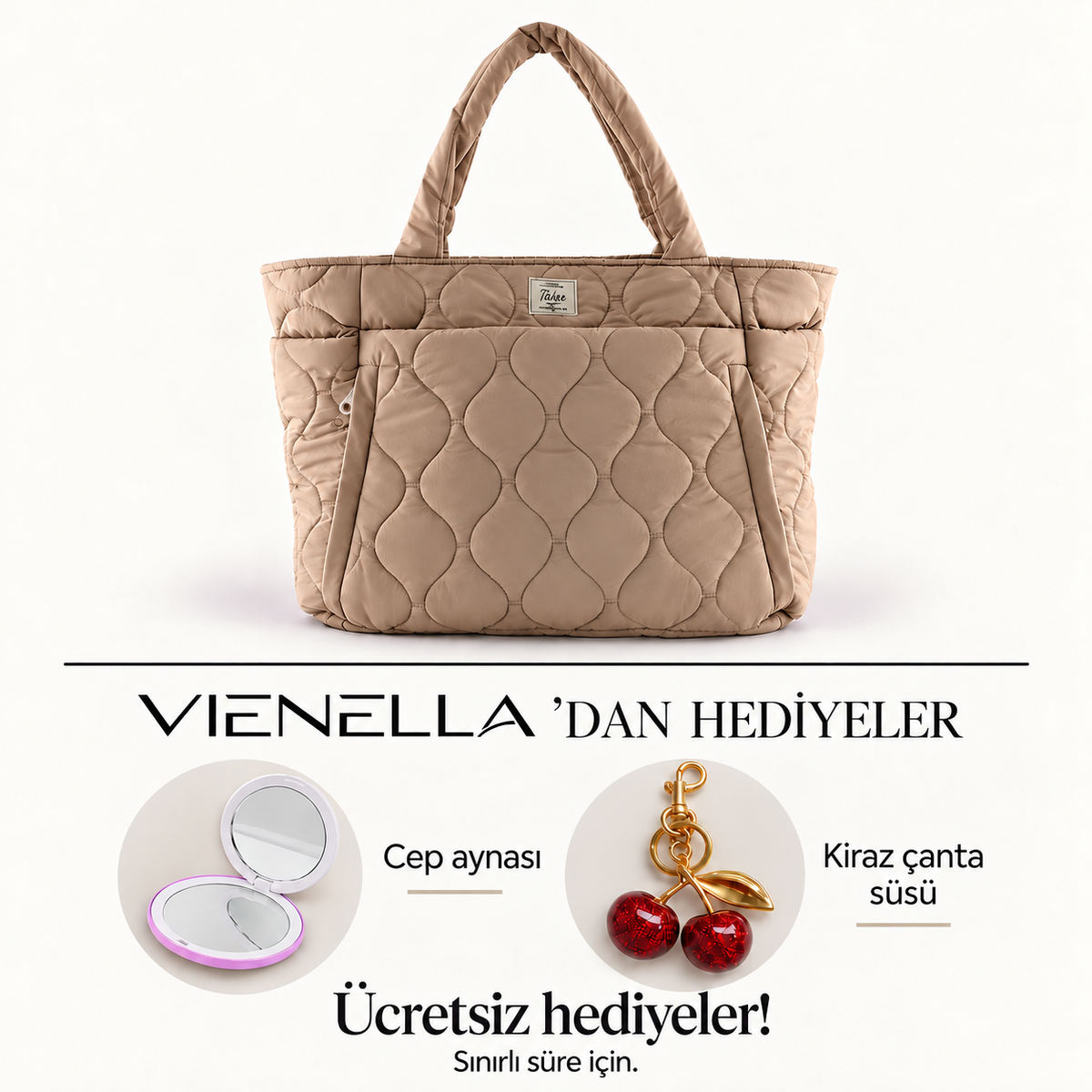 Çok Bölmeli Kapitone Tote Çanta